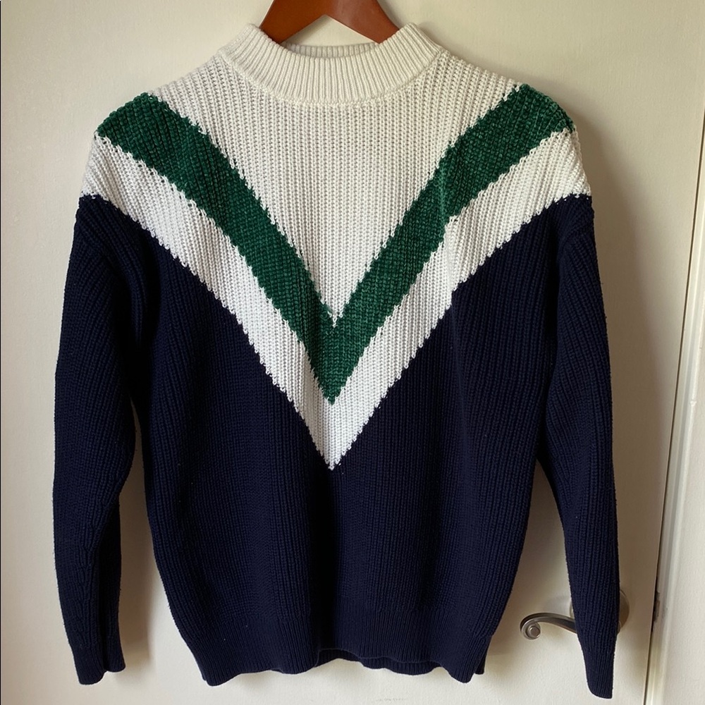 Navy and Green Chevron Sweater
